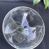 6 blown glass champagne glasses with cut bee decoration
