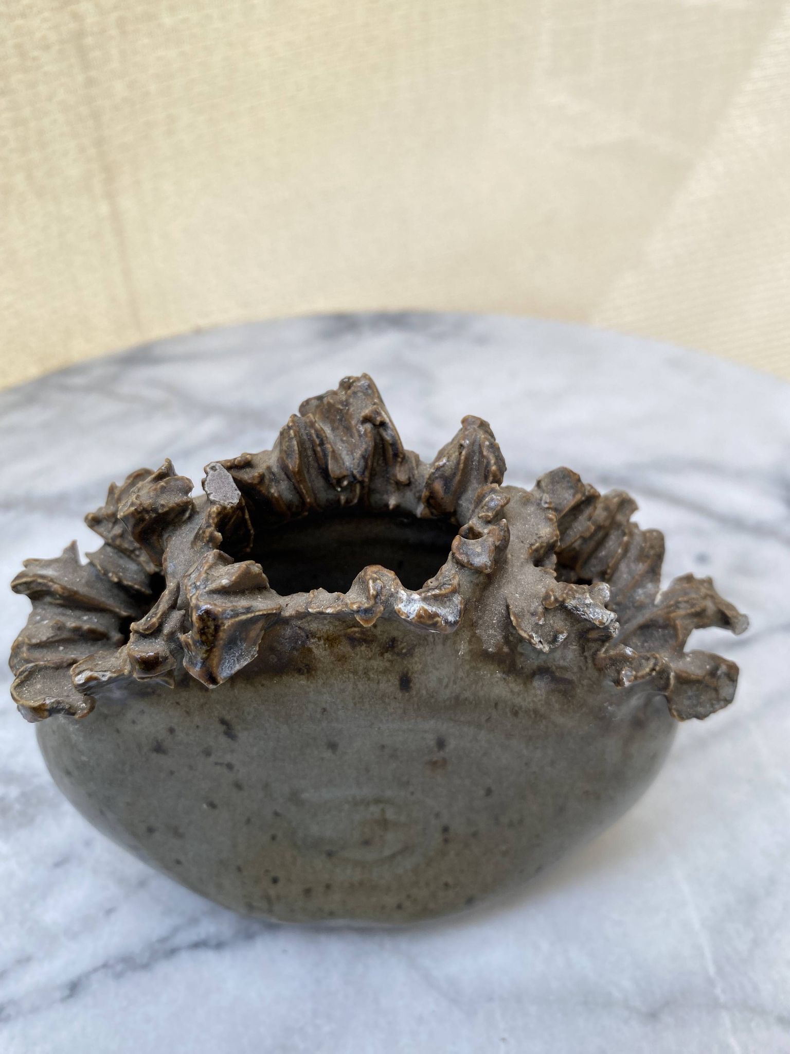 Vase Sculpture in Glazed Stoneware – Brutalist & Organic Design