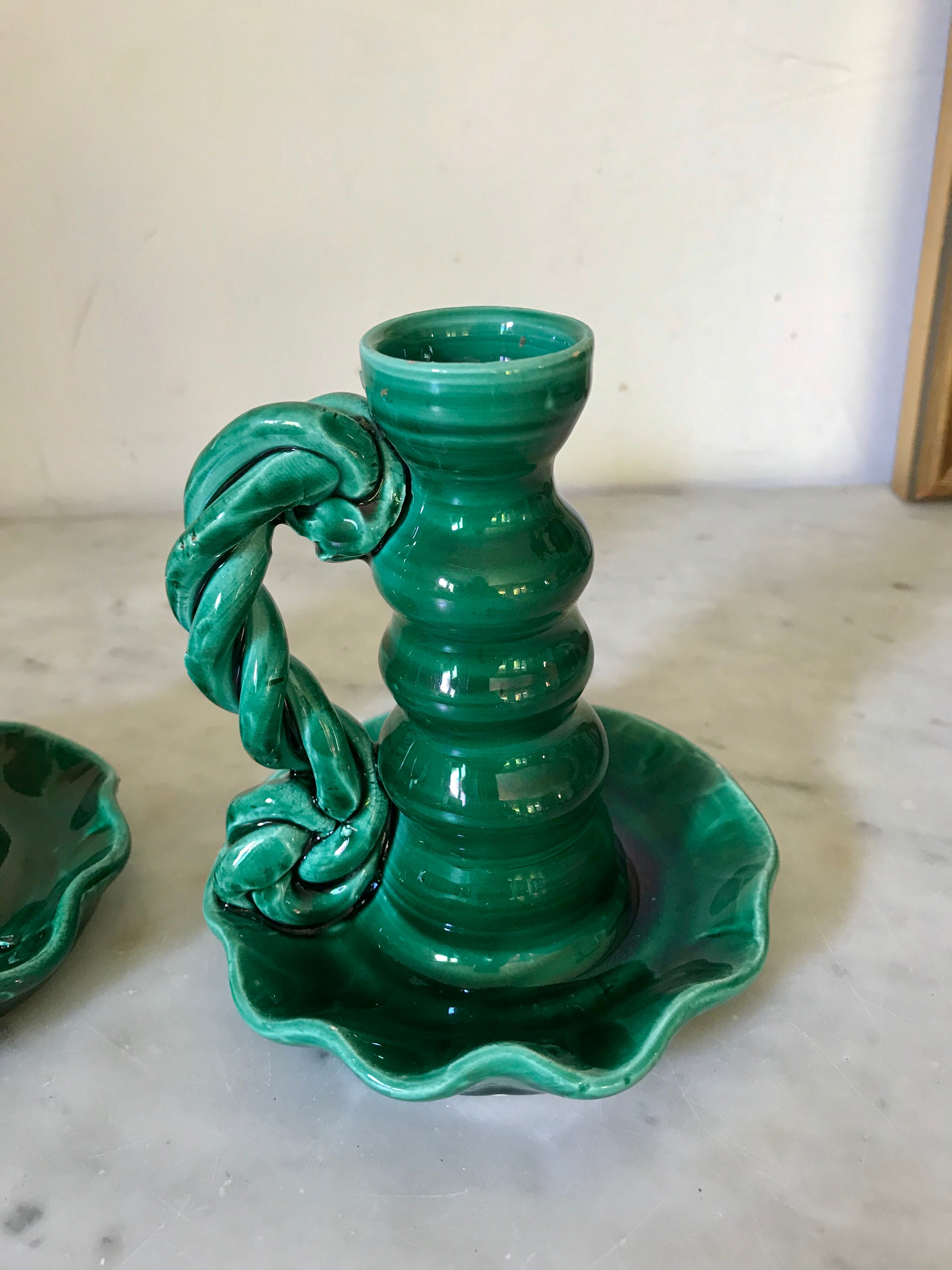 Pair of ceramic candlesticks