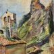 Antique 19th Century Landscape Church Steeple Oil Painting