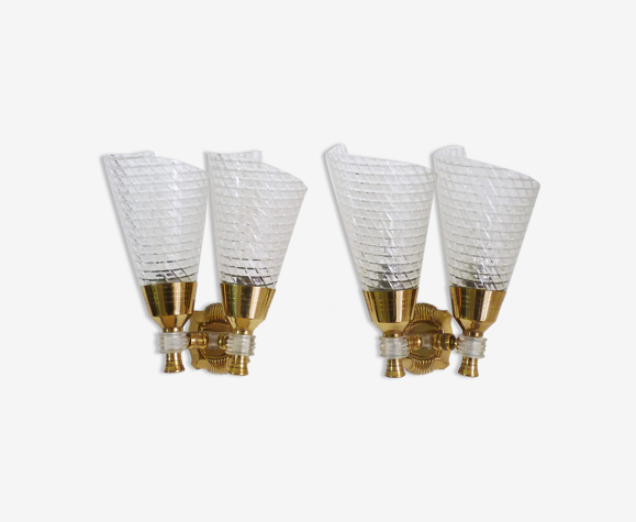 Paire d'appliques murales à double cornet pivotant Rockabilly-
