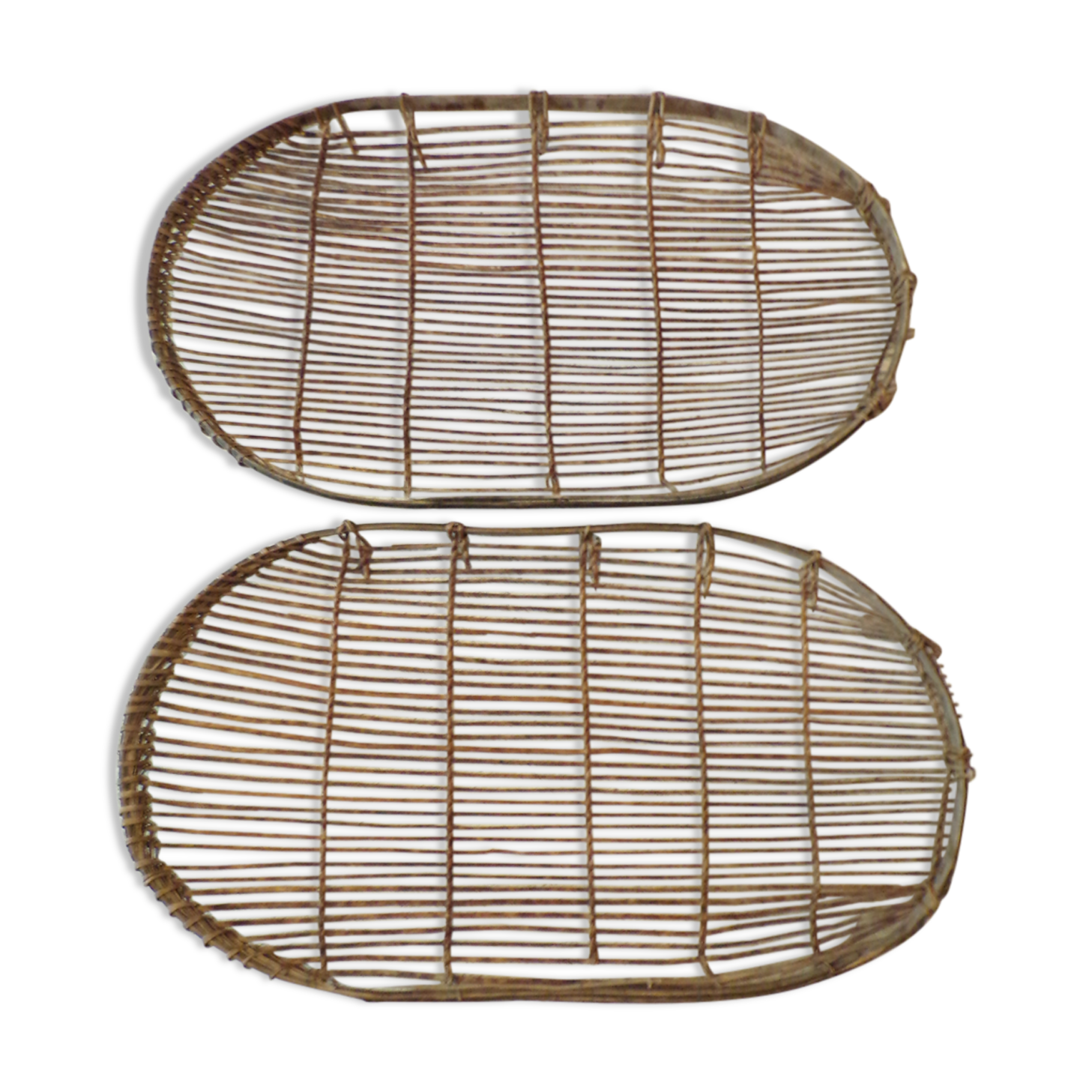 Duo of old wicker racks