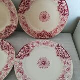 Assiettes plates anciennes faïence de Lunéville KG modèle " Lierre ".