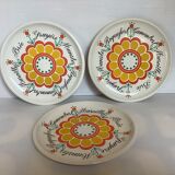 Six assiettes à fromages à fleurs vintage