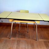 Yellow Formica table and chairs 1970