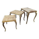 Regency style nesting tables onyx and brass