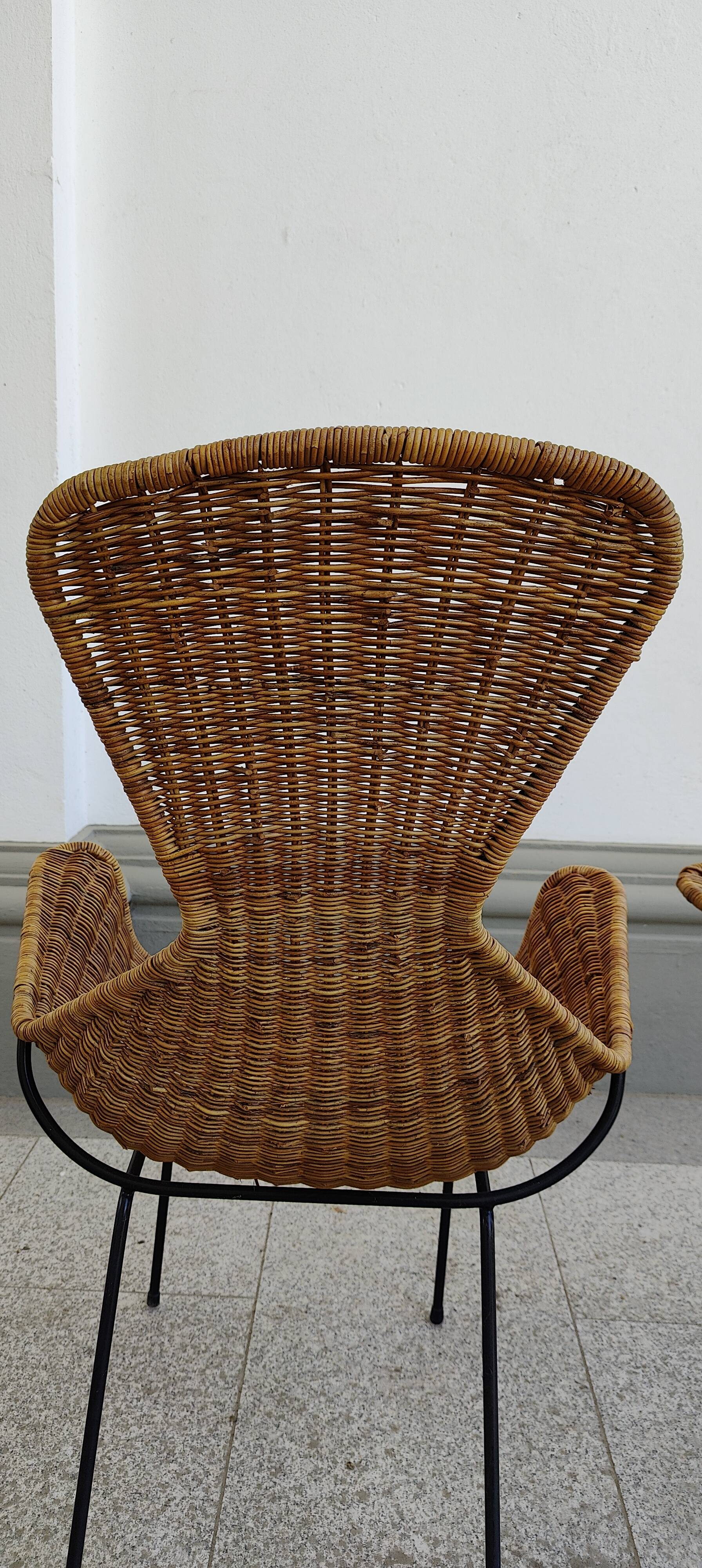 pair of Italian wicker chairs