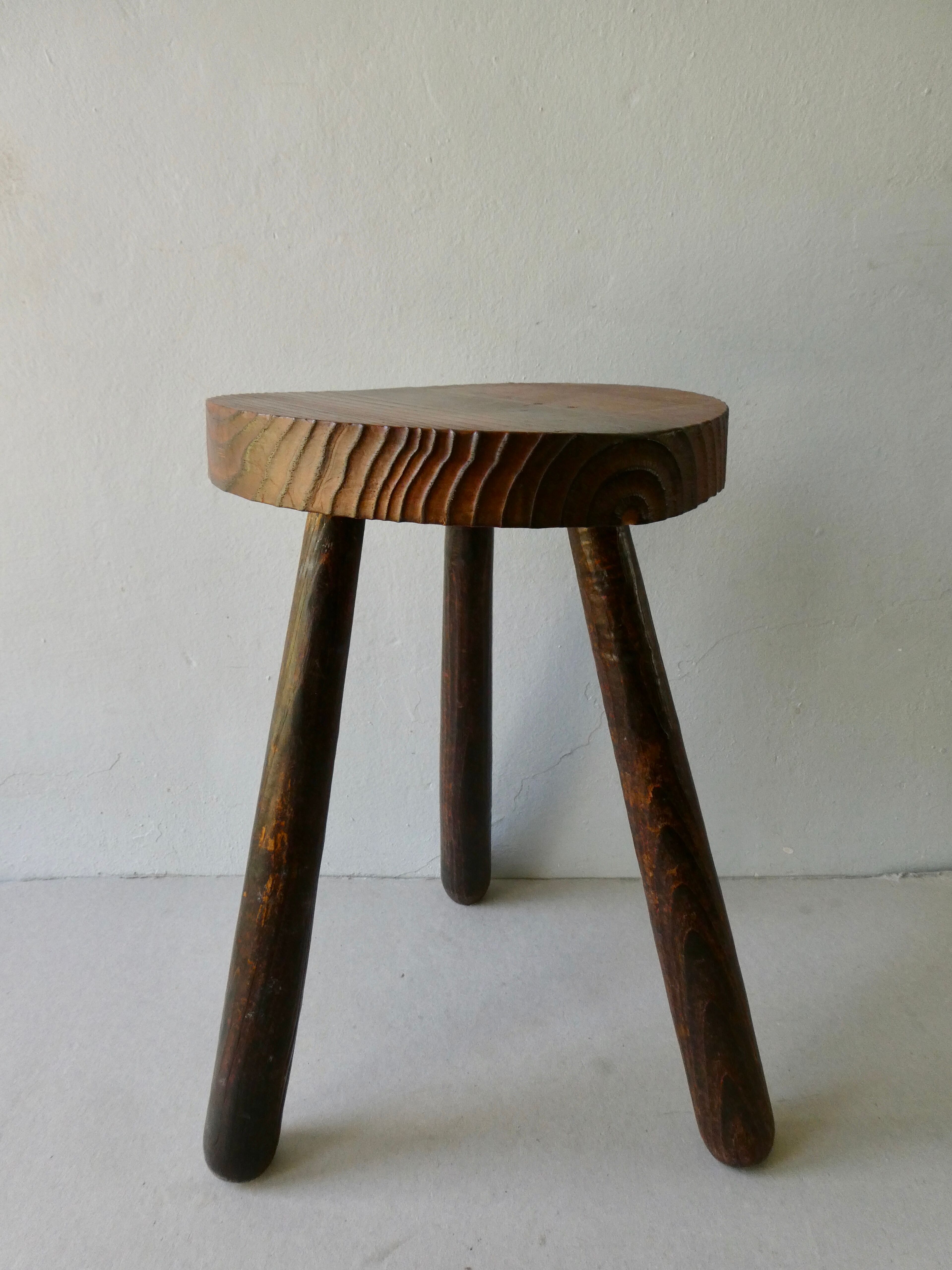 Massive pine tripod stool