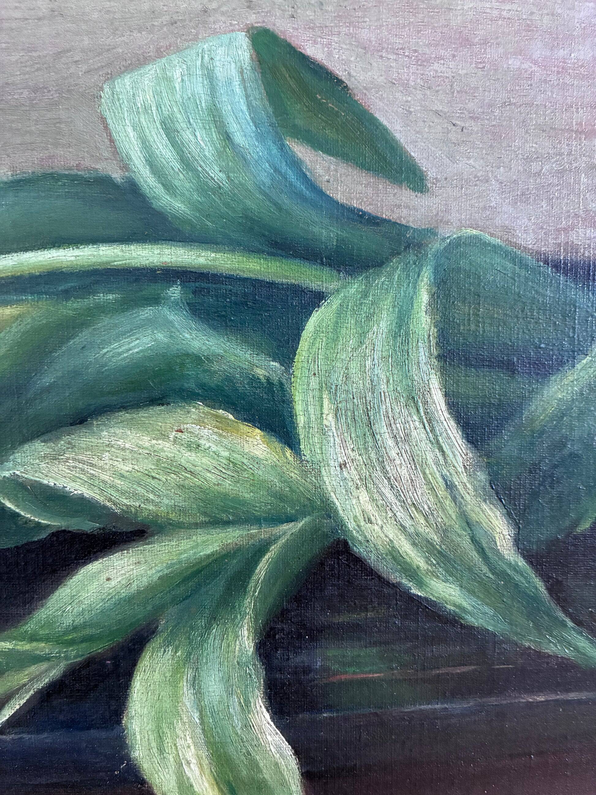 Peinture à l'huile, nature morte de tulipes vintage