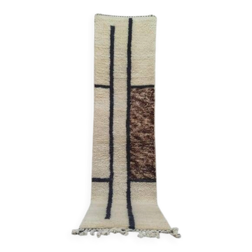 Pure wool Beni Ourain runner handwoven 75/300 cm