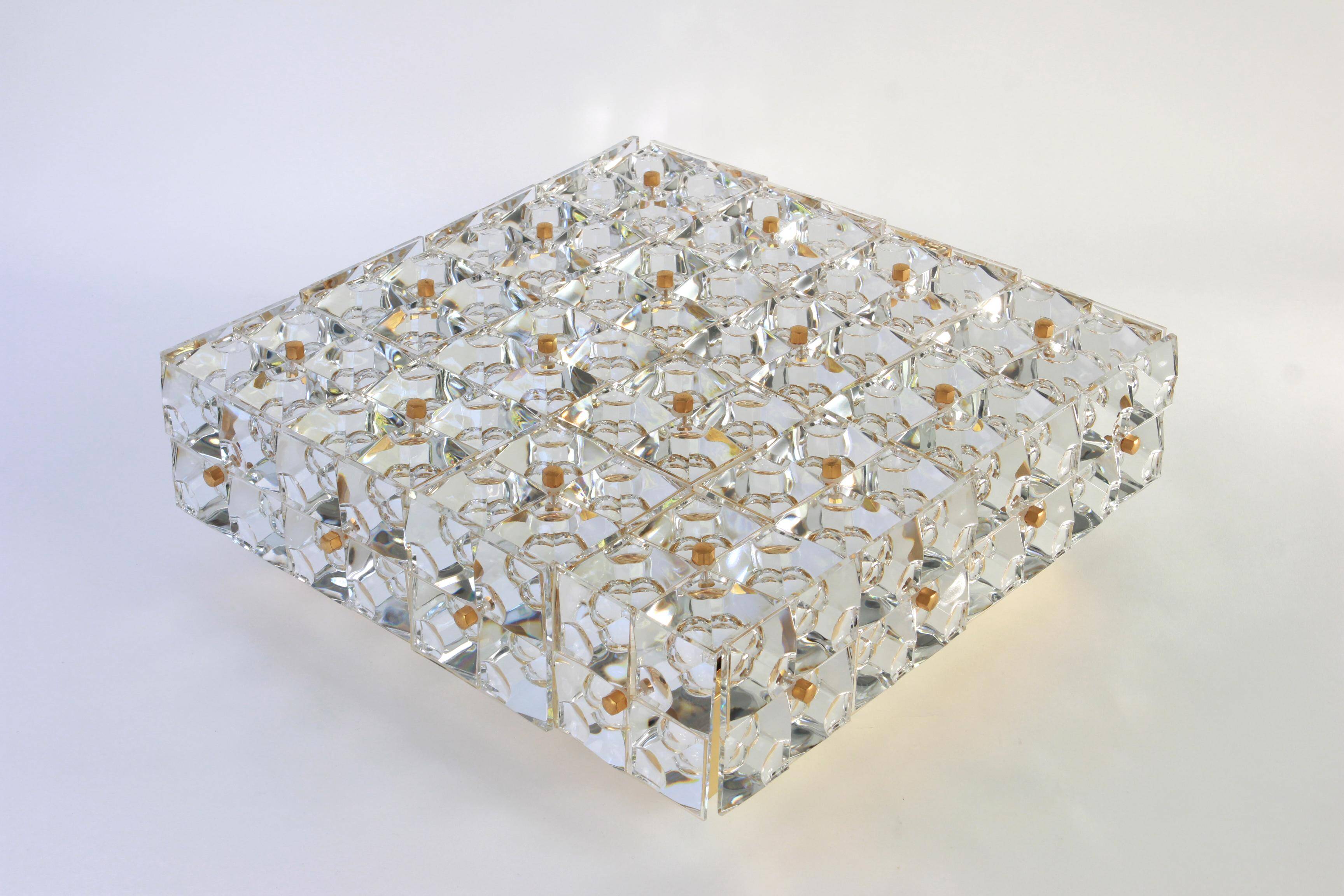 Large faceted crystal ceiling light by Kinkeldey, Germany, 1970s.
