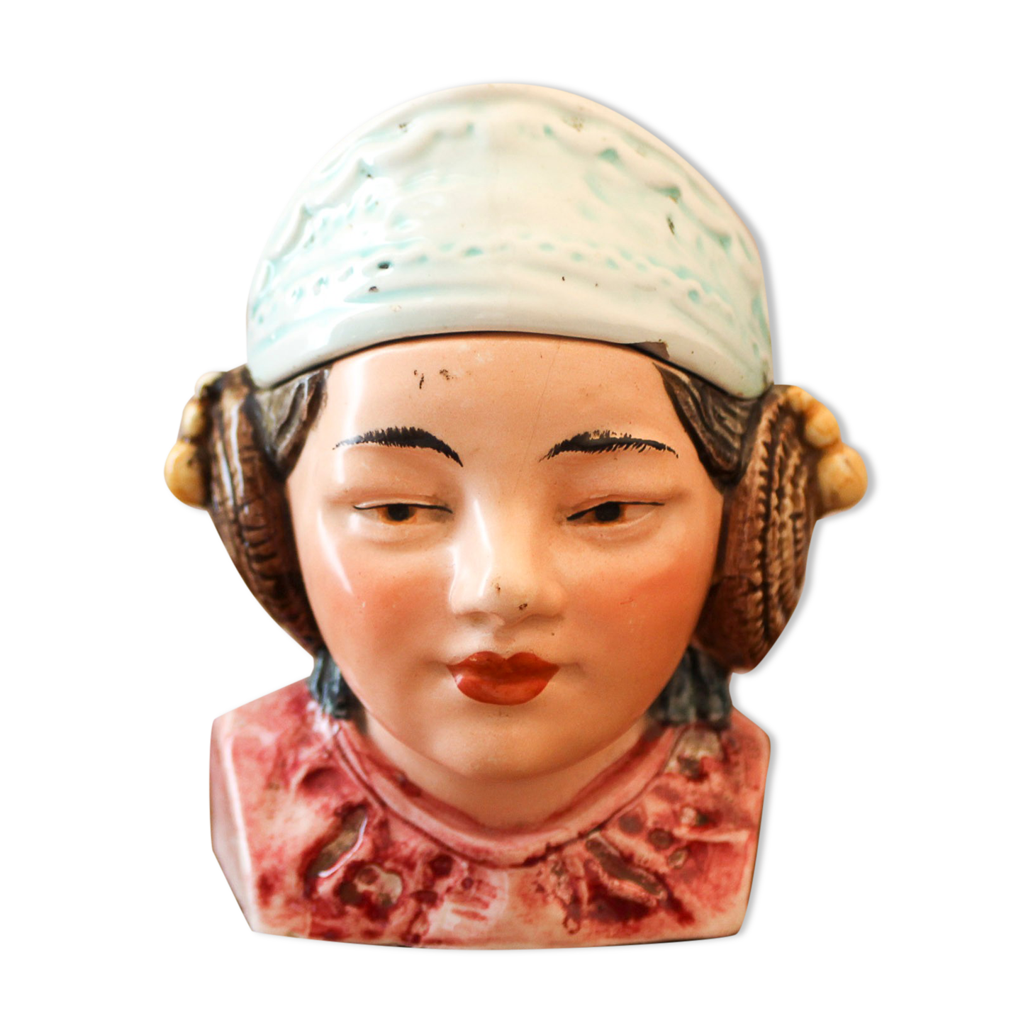 Tobacco pot woman's head in folk headdress