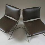 Pair of Flexform leather low chairs, Peter model, by Antonio Citterio