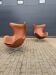 2 vintage Fritz Hansen Egg Chairs in cognac leather, in new condition.