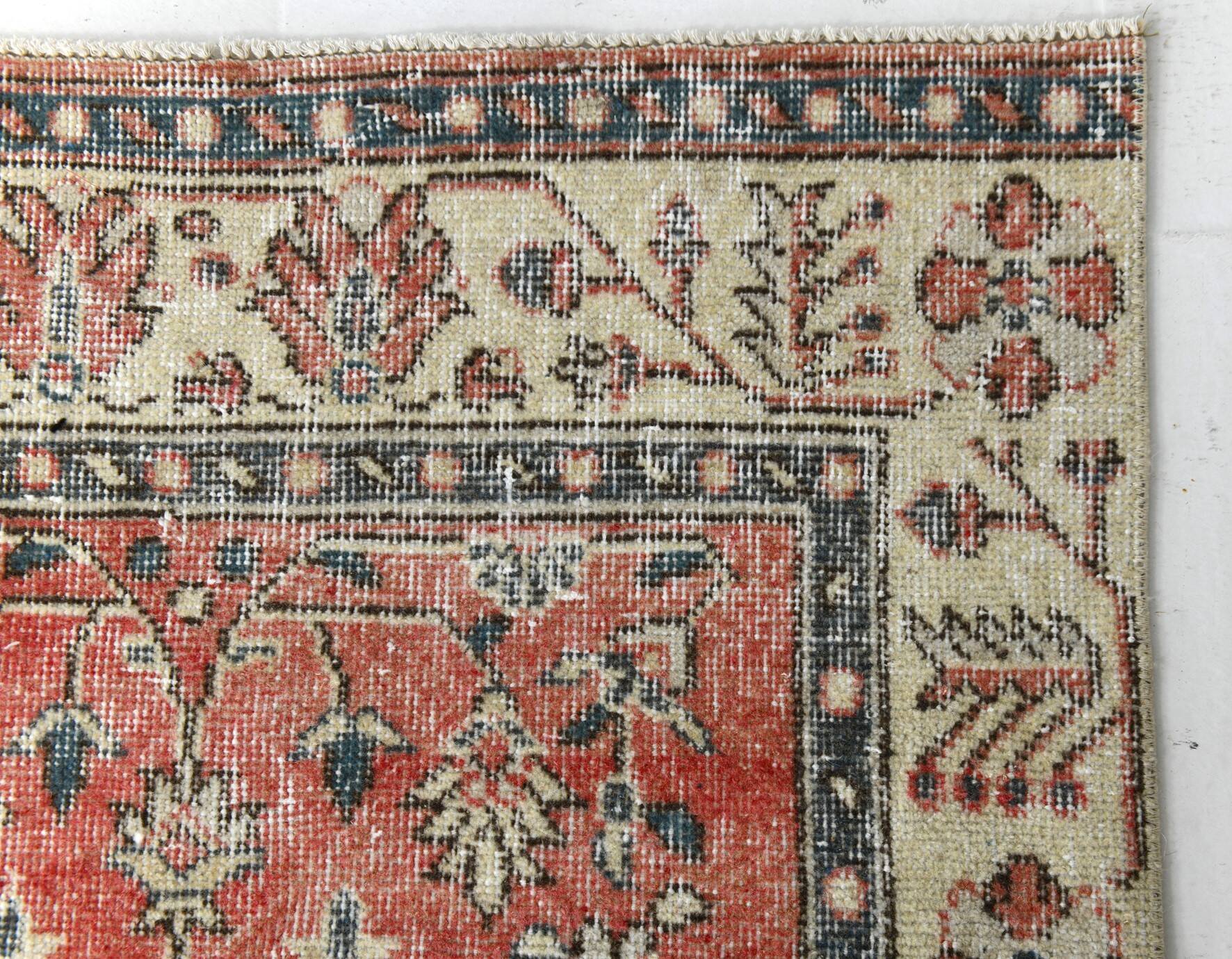3x9 Vintage All-Over Floral Red Turkish Runner Rug, 92x286Cm