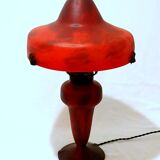 Champignon art-nouveau lamp signed schneider charles - foot and lampshade in glass paste