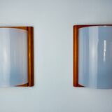 Pair of pine and methacrylate wall lights, Spain 1980