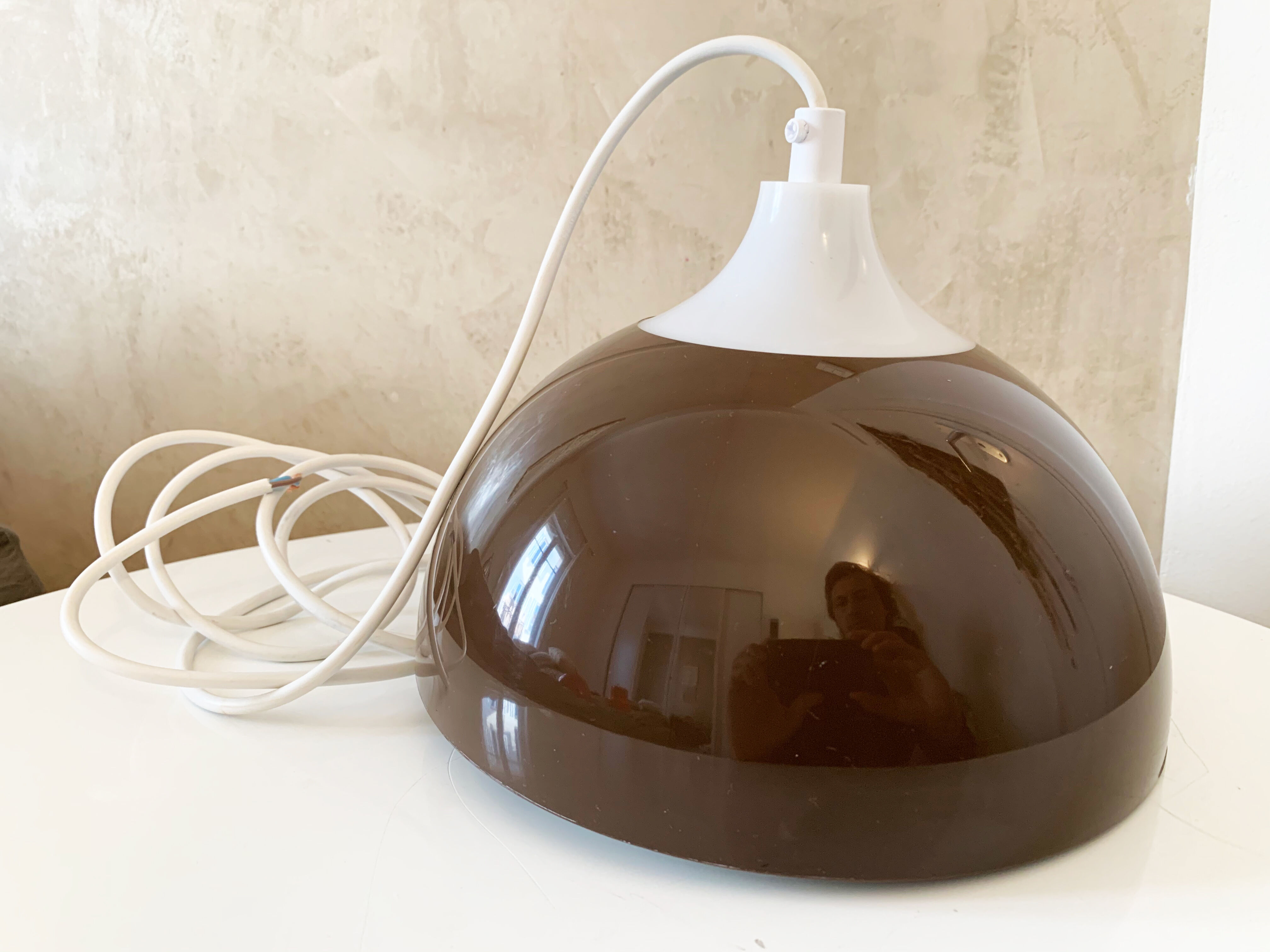 Brown Space Age Ceiling Light by A. Schröder Kemi, Denmark 1970s