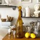 "Bouteille Étroite 45" Biot en verre bullé jaune doré
