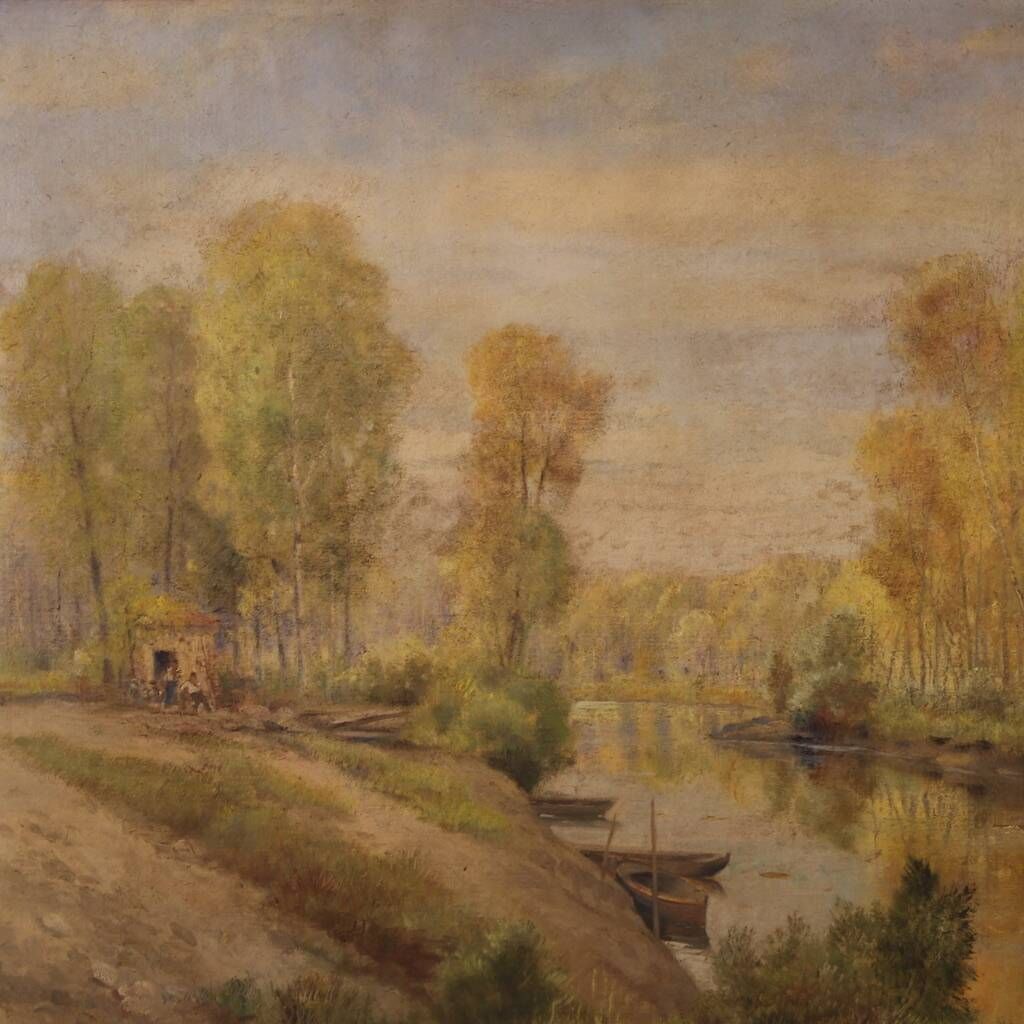 A. Corradi, Landscape, 1950, Oil on Panel, Framed