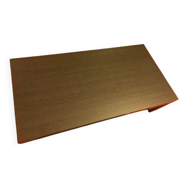 Table basse double : table en verre et dessus amovible bois