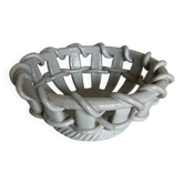 Corbeille,  centre de table tressé en terre vernissée 1960 Provence