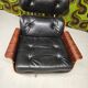 Fauteuil lounge cuir noir 1970 vintage