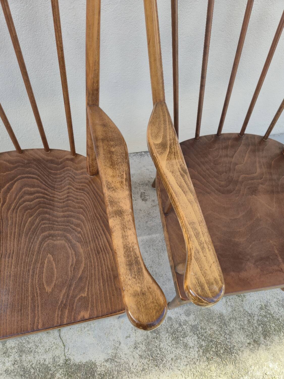 Pair of Baumann armchairs, signed, vintage Fan model