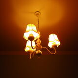 Lasuffed white metal suspension - 3 pink lampshades