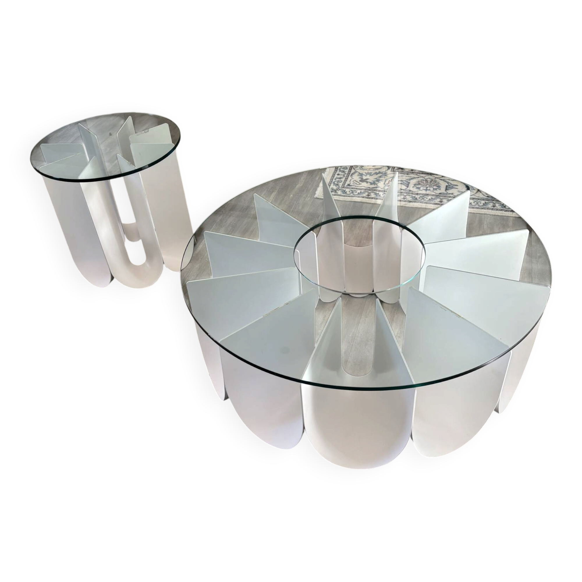 Coffee table + side table designed by Alessandro Busana