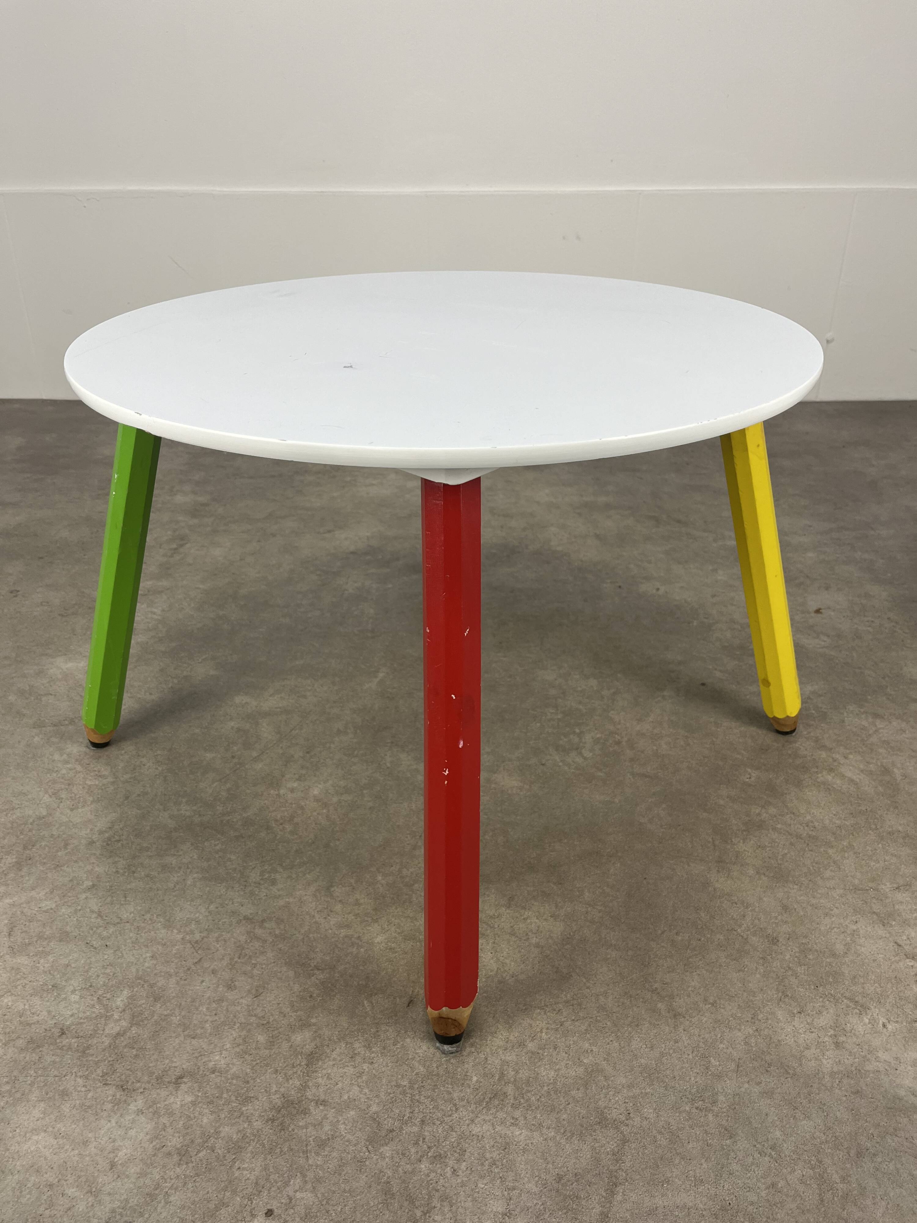 Table et chaise crayon Pierre Sala pour enfant, années 80