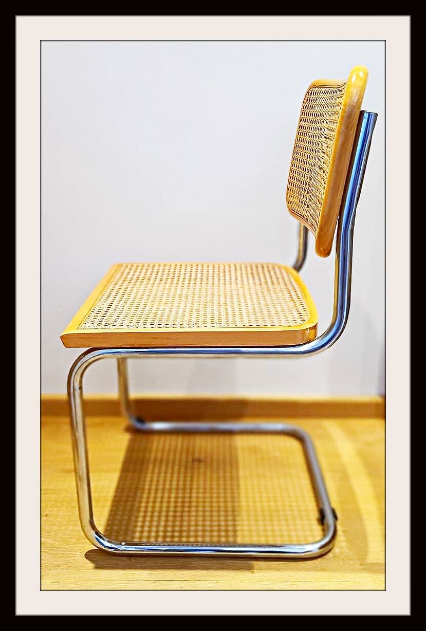 Set of 2 chairs by designer Marcel Breuer - Chromed steel - Wood (beech) - Canework