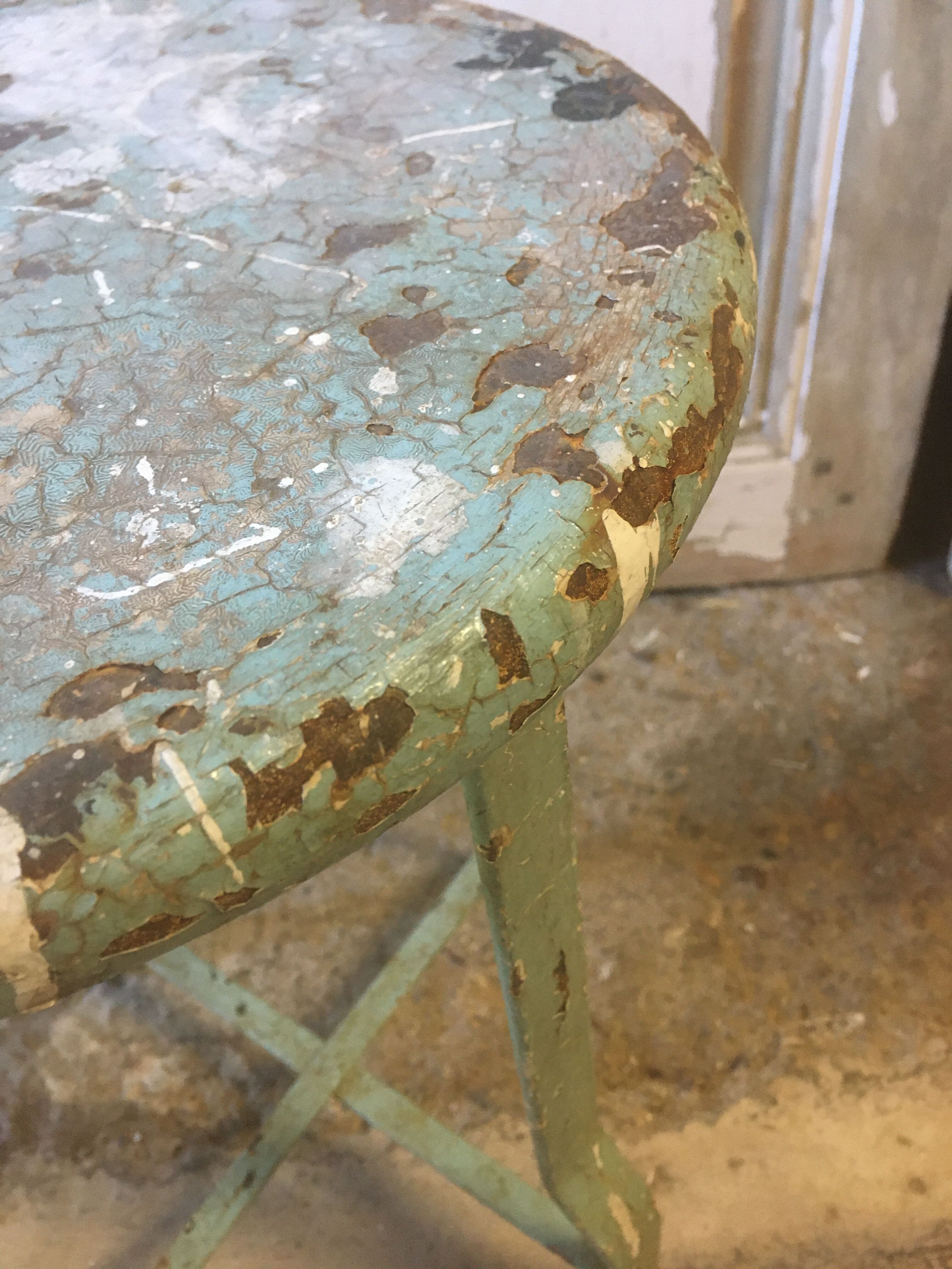 Patinated metal industrial stool