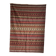 Large Indian rug with red, yellow, and white stripes and geometric fringes.