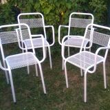 Set of 4 stackable perforated garden armchairs