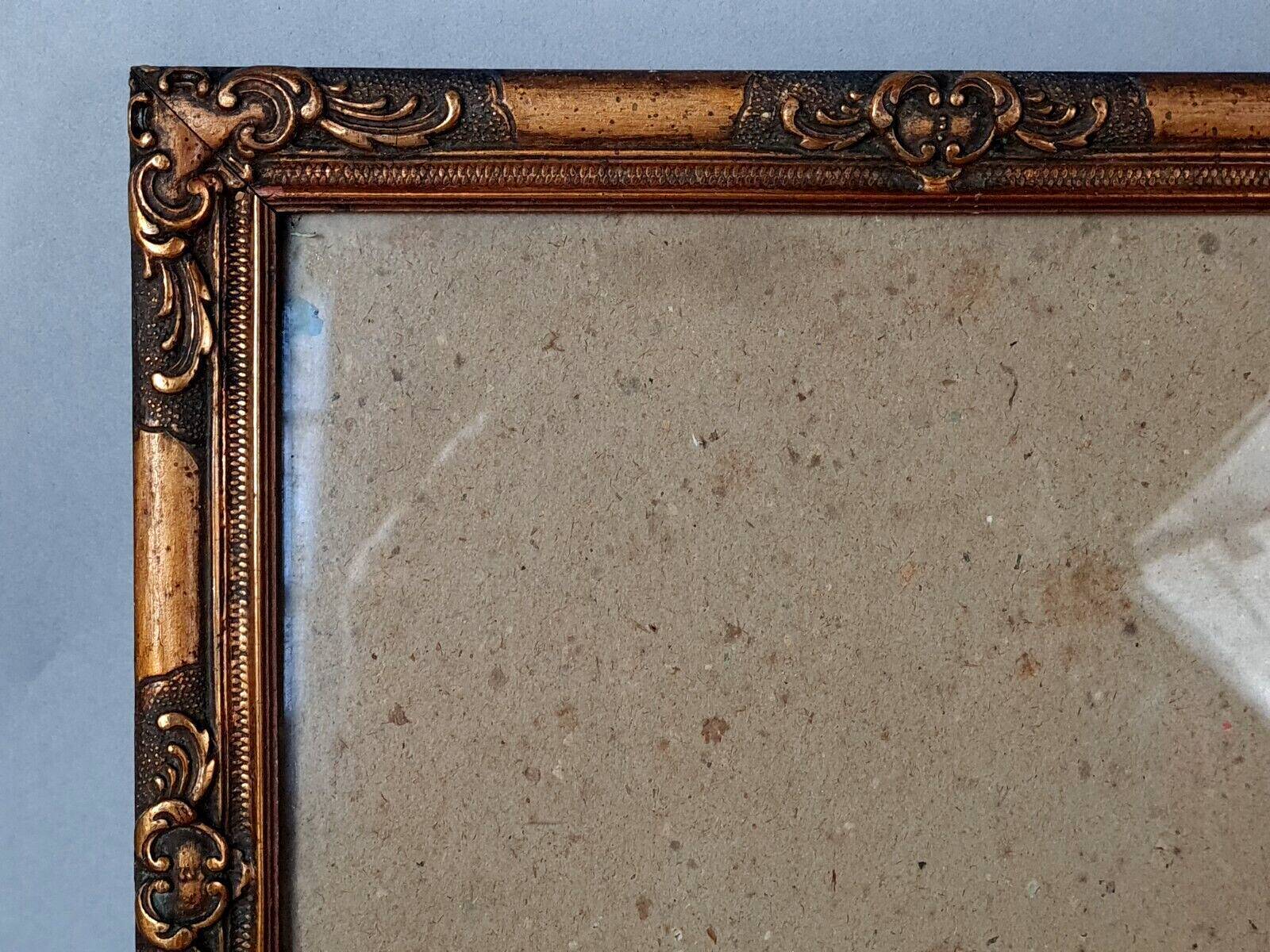 Old square frame 27x27 foliage 24x24 cm gilded stucco wood + glass SB113