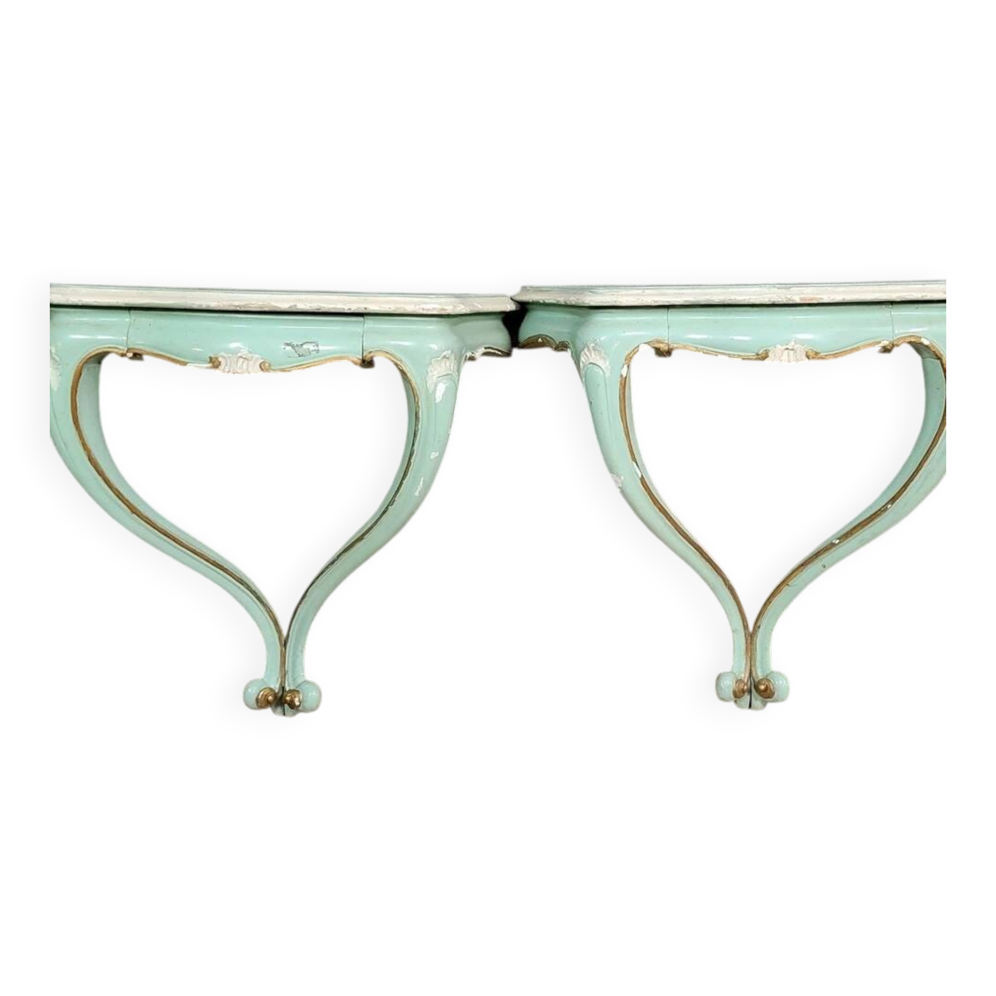 Pair of Venetian Louis XV style consoles in painted wood