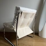 Fauteuil chauffeuse en simili blanc par Christian Koban pour DOM édition
