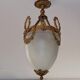 Antique French Louis XVI Style Glass and Bronze Pendant Lamp c. 1900