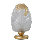 Vintage Murano glass table lamp – leaf-shaped glass with a gold metal base – Italy 1980s
