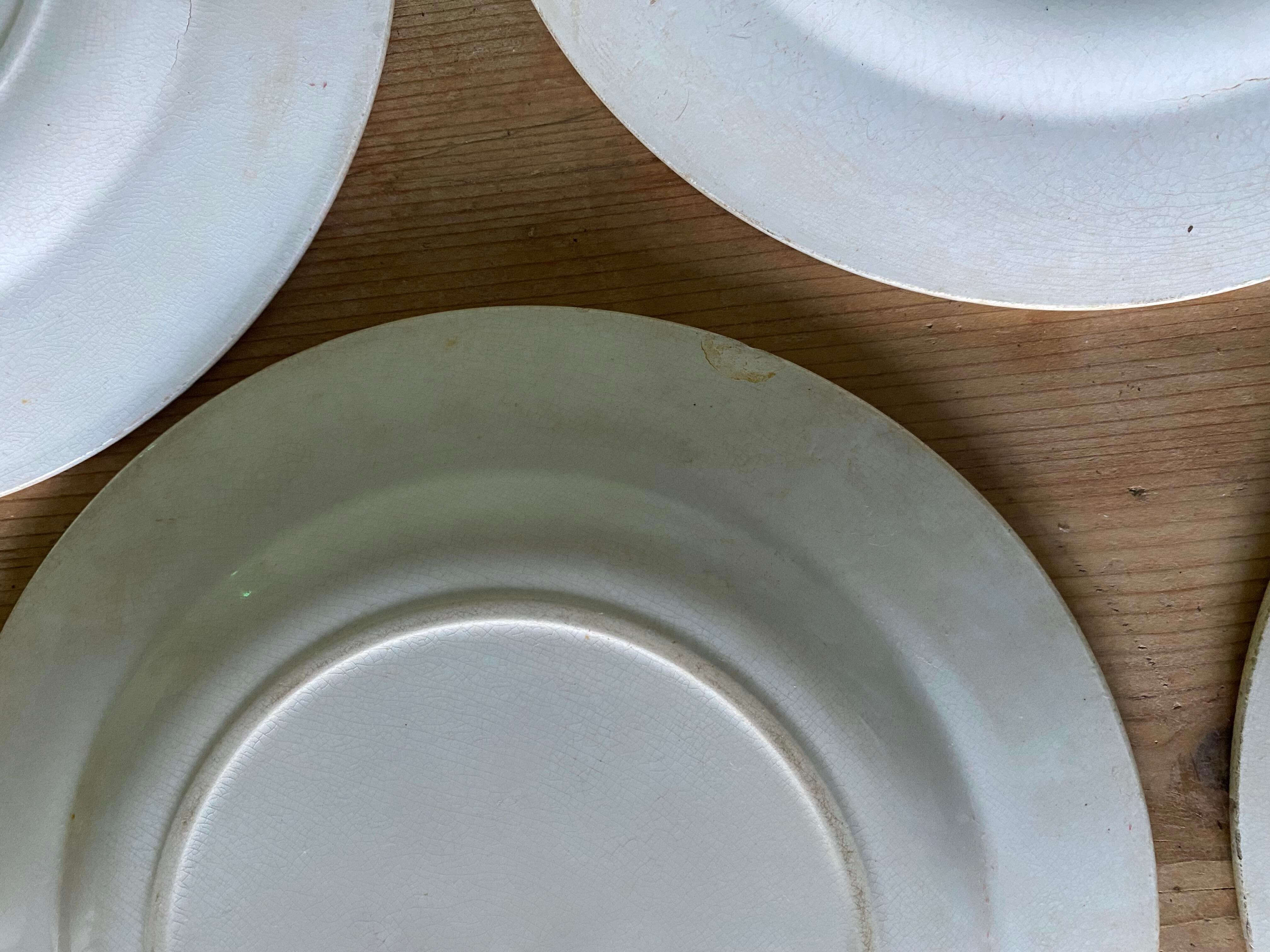 Set of 4 old flat plates in Terre de Fer, Cadiz L&G