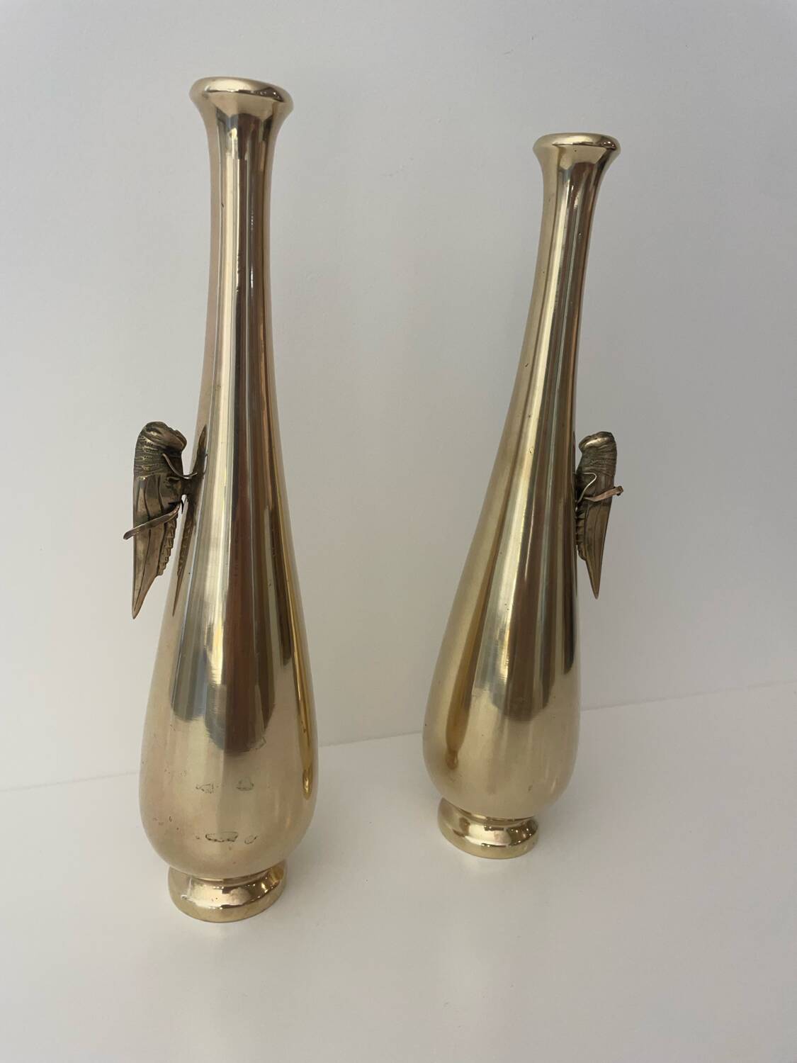 Pair of gilded bronze flower vases - Japan - 1900 Meiji era