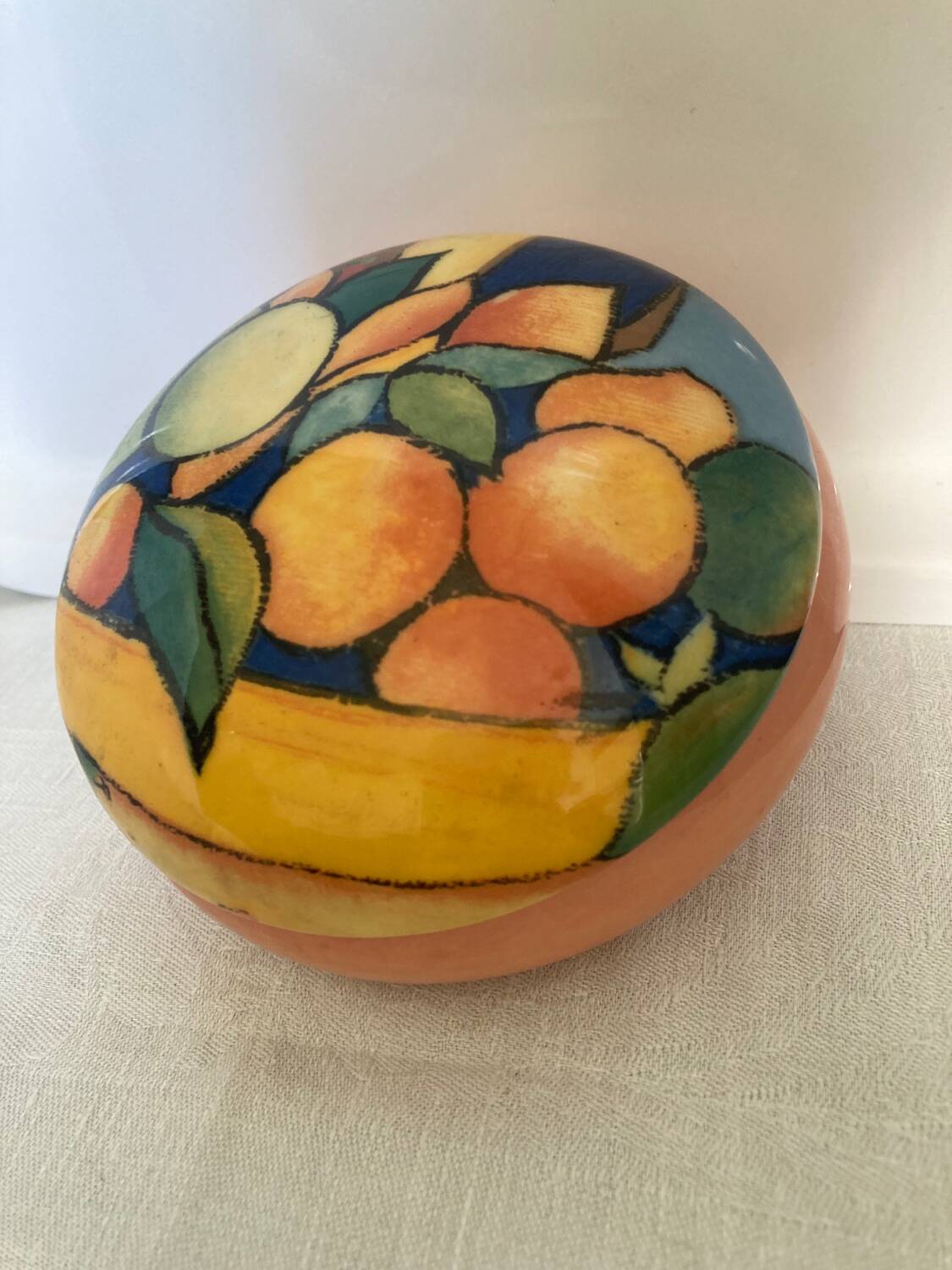 Limoges porcelain bonbonnière with a mango design.