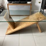 Table basse verre et chene
