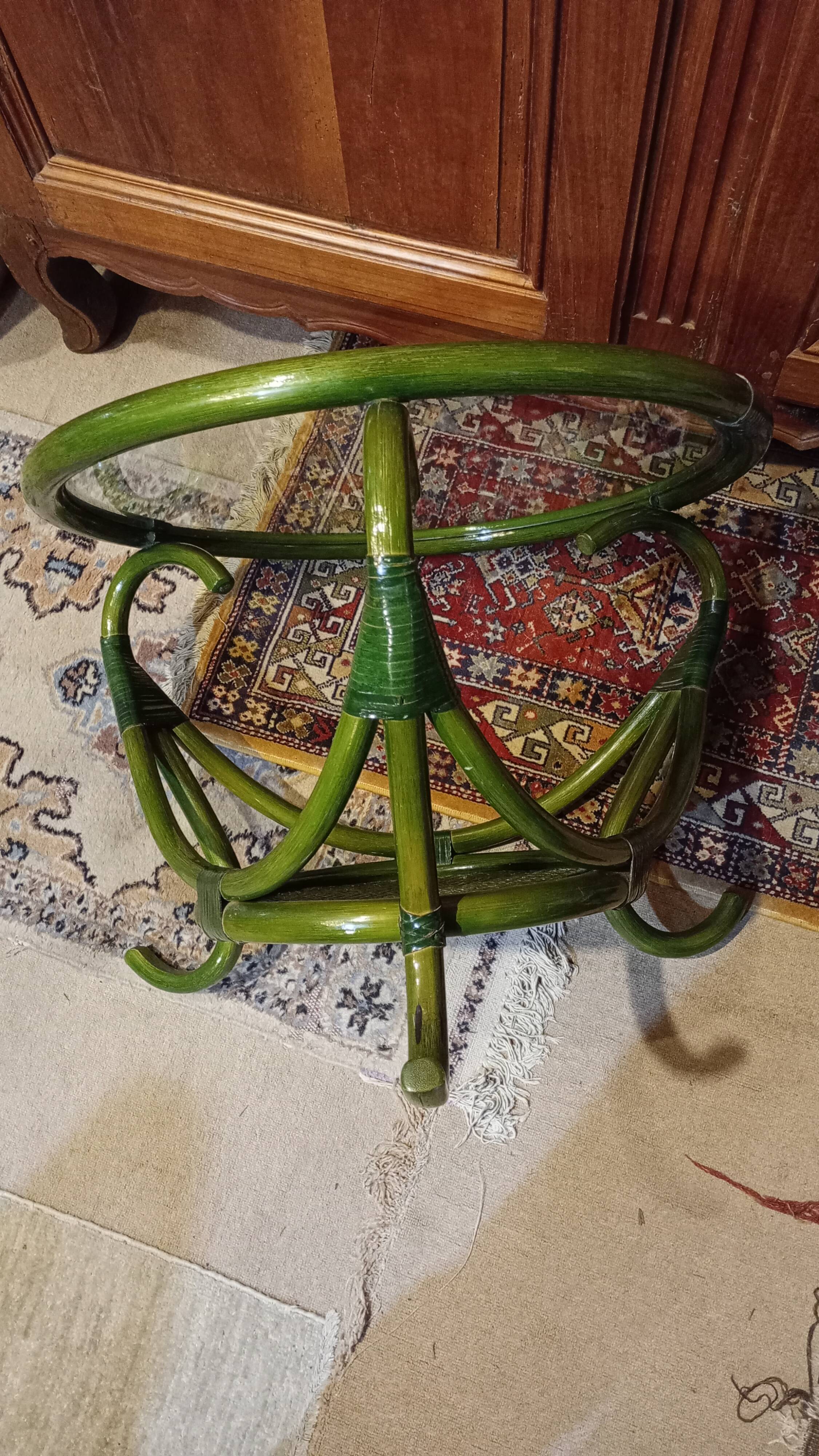 Table basse rotin plateau de verre