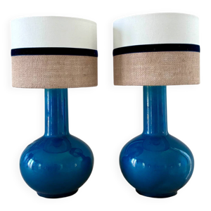 Paire de lampes ''boule'' - porcelaine