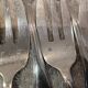 12 silver-plated metal cake forks by silversmith Guillaumot, contours