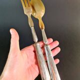 Art Deco Horn & Silver Plated Salad Set – Retro Elegance on the Menu