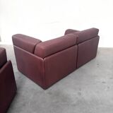 Brown leather modular sofa by De Sede; DS76, 1970s (straight)