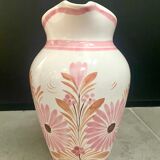 Vase "henriot - quimper", pink floral ceramic - 70s